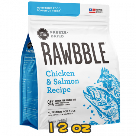 [RAWBBLE] 犬用 Salmon & Chicken Recipe 三文魚雞肉配方冷凍脫水鮮肉全犬狗糧 12oz