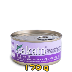 [Kakato 卡格] 貓/犬用 CHICKEN, BEEF, BROWN RICE & VEGETABLES 雞肉、牛肉、糙米及蔬菜貓狗罐頭 170g