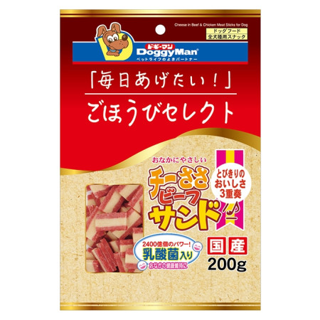 [DoggyMan] 乳酸菌芝士雞牛三文治狗小食 Daily Select Sasami & Beef Sandwich-200g