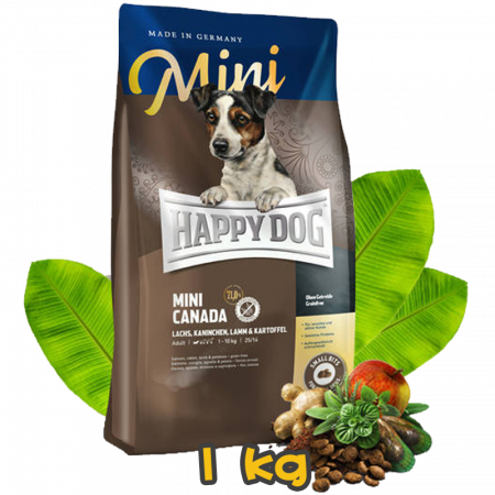 [HAPPY DOG] 犬用 小型犬加拿大三文魚兔肉羊肉無穀物高能量配方小型犬乾糧 Supreme Mini Canada Grainfree 1kg