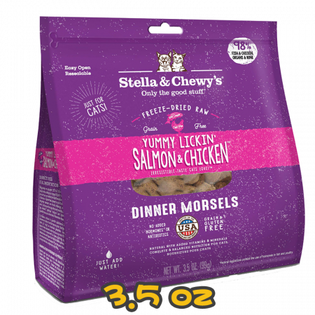 [Stella&Chewy's] 貓用 凍乾生肉主糧 舔舌之選(三文魚及雞肉配方) 全貓乾糧 Freeze Dried Raw Yummy Lickin Salmon & Chicken Dinner Morsels 3.5oz