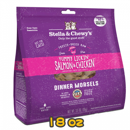 [Stella&Chewy's] 貓用 凍乾生肉主糧 舔舌之選(三文魚及雞肉配方) 全貓乾糧 Freeze Dried Raw Yummy Lickin Salmon & Chicken Dinner Morsels 18oz