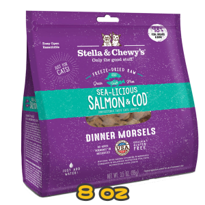 [Stella&Chewy's] 貓用 凍乾生肉主糧 海洋伴侶(三文魚及鱈魚配方) 全貓乾糧 Freeze Dried Raw Sea Licious Salmon and Cod Dinner Morsels 8oz