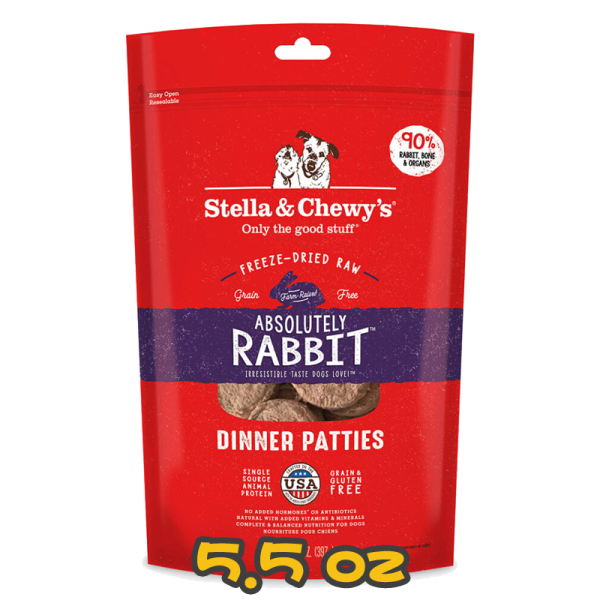 [Stella&Chewy's] 犬用 凍乾生肉主糧 極度兔惑 (兔肉配方) 全犬乾糧 Freeze Dried Raw Absolutely Rabbit Dinner Patties 5.5oz