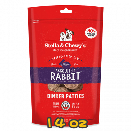 [Stella&Chewy's] 犬用 凍乾生肉主糧 極度兔惑 (兔肉配方) 全犬乾糧 Freeze Dried Raw Absolutely Rabbit Dinner Patties 14oz