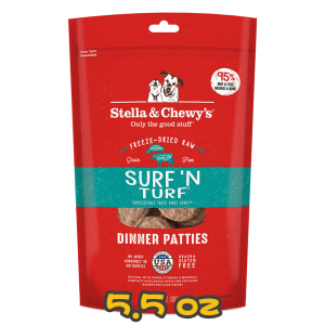 [Stella&Chewy's] 犬用 凍乾生肉主糧 海陸佳餚(牛肉及三文魚肉配方) 全犬乾糧 Freeze Dried Raw Surf ‘N Turf Dinner Patties 5.5oz