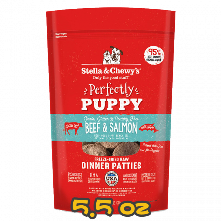 [Stella&Chewy's] 犬用 凍乾生肉主糧 狗BB系列(牛肉及三文魚配方) 幼犬乾糧 Freeze Dried Raw Perfectly Puppy Beef & Salmon Dinner Patties 5.5oz