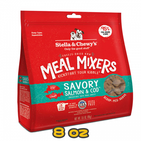 [Stella&Chewy's] 犬用 乾糧伴侶 海洋伴侶(三文魚及鱈魚肉配方) 全犬乾糧 Freeze Dried Raw Savory Salmon & Cod Meal Mixers 8oz