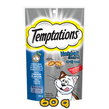 [偉嘉Temptations] 去毛球夾心酥貓小食 Hairball Control Chicken Flavor-60g