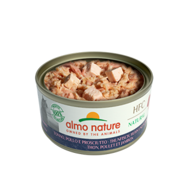 [almo nature] 貓用 HFC Natural 天然貓罐頭吞拿魚雞肉火腿 全貓濕糧 Tuna, Chicken & Ham Flavour 70g
