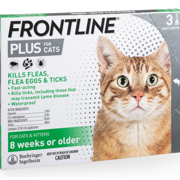 [Frontline Plus] 貓用 (蚤不到)殺蚤除牛蜱滴頸藥水 Kill Fleas & Ticks Spot on Cats -3支裝