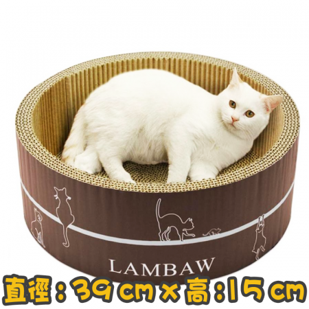 [LAM BAW] 咖啡貓圖案木桶形瓦通紙貓抓窩 Coffee cat pattern wooden barrel cat scratching nest