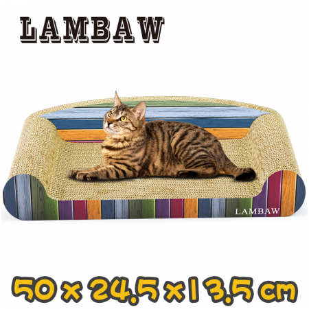 [LAM BAW] 七彩木紋梳化型瓦通紙貓抓扳 Colorful wood grain comb type paper cat scratch board