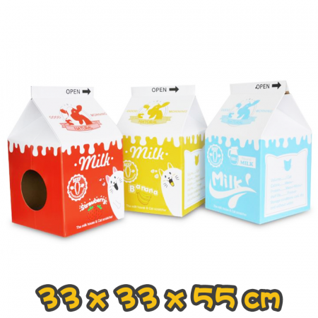 [Gift$1500] [ICLE] 牛奶盒瓦通紙貓抓板(黃色/藍色/紅色) Milk box paper cat scratcher