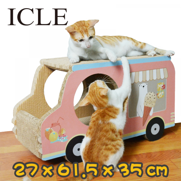 雪糕車瓦通紙貓抓板(藍色/粉紅色) Ice Cream Car Corrugated Paper Cat  Scratcher