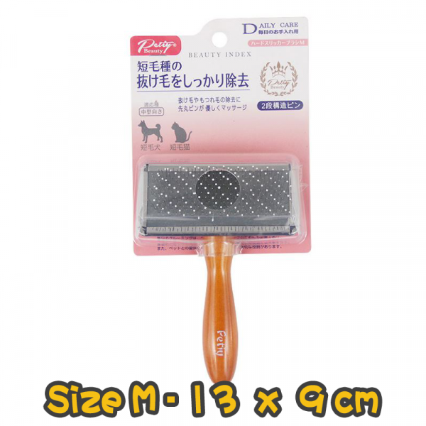 [Petiy] 犬貓用 木柄圓珠鋼絲針梳  Wooden Handle The Ball Wire Comb-Size M
