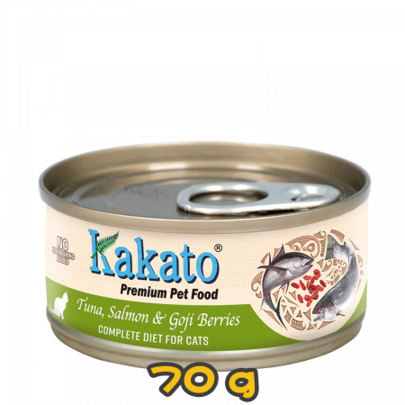 [Kakato 卡格] 貓用 吞拿魚、三文魚和杞子主食罐頭 Complete Diet Tinned Food- Tuna, Salmon & Goji Berries for cats -all life stages -70g