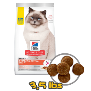[Hill's 希爾思] 貓用 Science Diet® ADULT 7+ Perfect Digestion CHICKEN RECIPE 7歲或以上完美消化雞肉糙米及全燕麥專用配方成貓乾糧 3.5lbs (雞肉味)