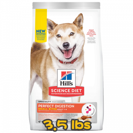 [Hill's 希爾思] 犬用 Science Diet® ADULT PERFECT DIGESTION SMALL BITES CHICKEN RECIPE 1歲或以上完美消化小型成犬乾糧 3.5lbs (雞肉糙米及全燕麥) 