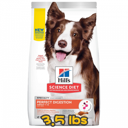 [Hill's 希爾思] 犬用 Science Diet® ADULT PERFECT DIGESTION CHICKEN RECIPE 1歲或以上完美消化成犬乾糧 3.5lbs (雞肉糙米及全燕麥) 