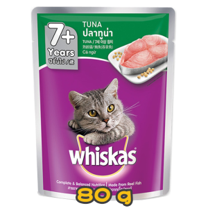[WHISKAS 偉嘉] 貓用 妙鮮包吞拿魚 7+老貓濕糧 Senior Tuna Flavor 80g