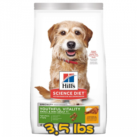[Hill's 希爾思] 犬用 Science Diet® ADULT 7+ SENIOR VITALITY SMALL & MINI CHICKEN & RICE RECIPE 7歲或以上提升活力小型及迷你高齡犬乾糧 3.5lbs (雞肉&飯味)