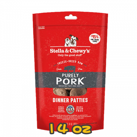 [Stella&Chewy's] 犬用 凍乾生肉主糧 豬全部都係豬(豬肉配方) 全犬乾糧 Freeze Dried Raw Purely Pork Dinner Patties 14oz