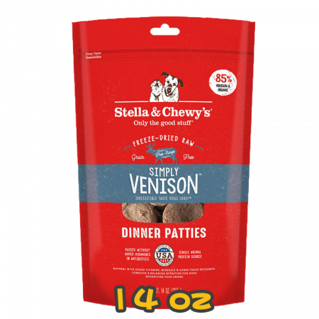 [Stella&Chewy's] 犬用 凍乾生肉主糧 單一蛋白(鹿肉配方) 全犬乾糧 Freeze Dried Raw Simply Venison Dinner Patties 14oz