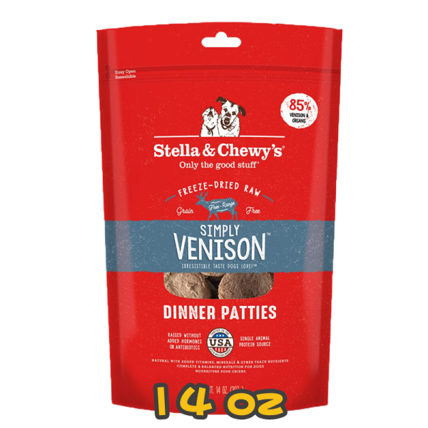 [Stella&Chewy's] 犬用 凍乾生肉主糧 單一蛋白(鹿肉配方) 全犬乾糧 Freeze Dried Raw Simply Venison Dinner Patties 14oz
