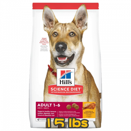 [Hill's 希爾思] 犬用 Science Diet® ADULT 1-6 CHICKEN & BARLEY RECIPE 1至6歲成犬乾糧 15lbs (雞肉&大麥味) (標準粒)