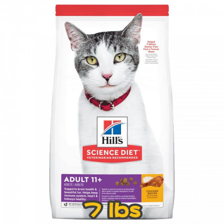 [Hill's 希爾思] 貓用 Science Diet® ADULT 11+ CHICKEN RECIPE 11歲或以上高齡貓乾糧 7lbs (雞肉味)