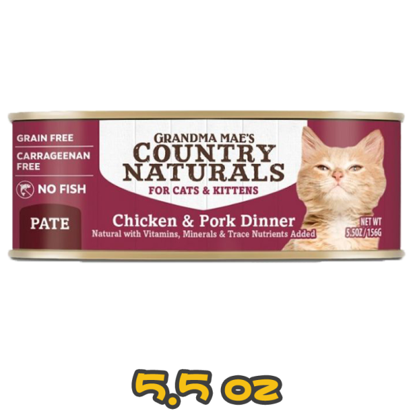 [COUNTRY NATURALS] 貓用 雞肉䐁肉醬煮配方全貓罐頭 Chicken & Pork Dinner Cat Canned Food 5.5oz