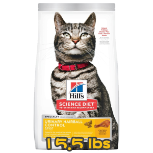 [Hill's 希爾思] 貓用 Science Diet® ADULT URINARY HAIRBALL CONTROL CHICKEN RECIPE 1至6歲泌尿道健康及去毛球專用配方成貓乾糧 15.5lbs (雞肉味)
