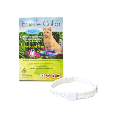 [Solano] 貓用 純天然驅蚤頸帶 (粉紅色/白色/藍色) Ecolife Collar Tick Collar For Cats -37cm