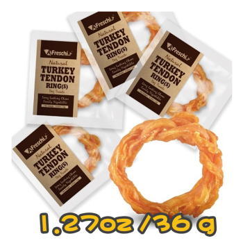 [A Freschi srl 艾富鮮] 天然火雞筋甜甜圈狗小食(Size M) Natural Turkey Tendon Ring Dog Snacks-1.27oz/36g