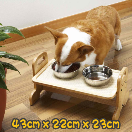 [DoggyMan]犬貓用 木製食物枱(可調較高度) M碼