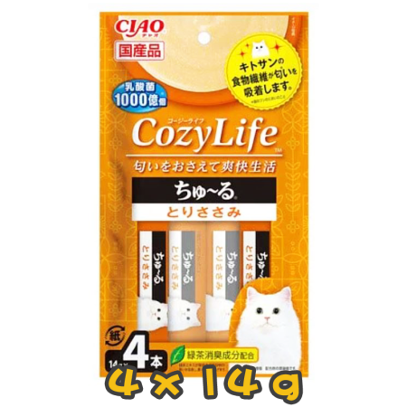 [Gift$500] [CIAO CHURU] 貓用CozyLife系列- 乳酸菌+甲殼素 雞肉肉醬-14g x4本